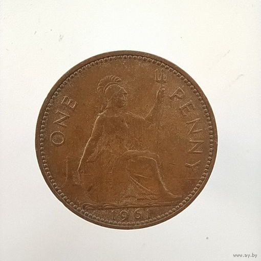 Великобритания портрет  Елизавета II  1 пенни 1961 год  лот 40