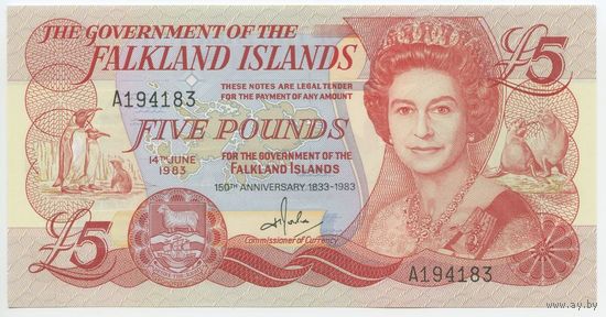 Фолклендские острова (Falkland Islands) P12 1983г. 5 Pounds