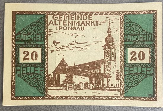 Нотгельды Австрия Альтенмаркт-им-Понгау, 20 геллеров 1920 год