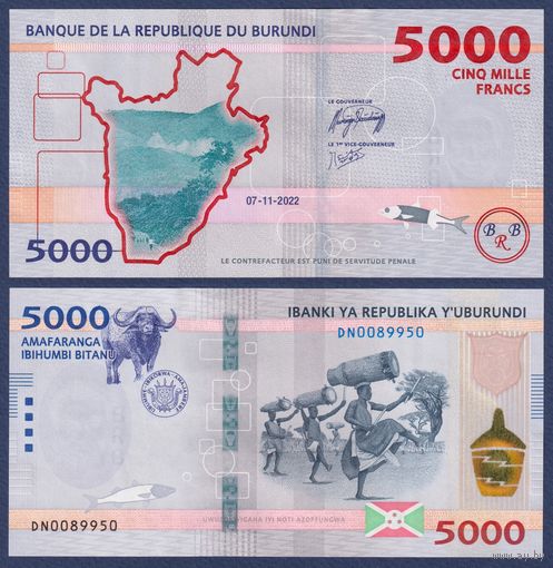 Бурунди, 5000 франков 2022 г., P-W58, UNC