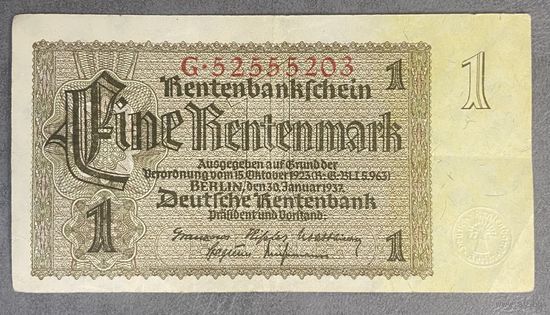 Банкнота 1 марка 1937 год. Веймарская республика