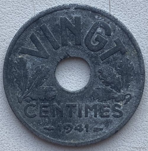 Франция 20 сантимов 1941 г. VINGT. Режим Виши