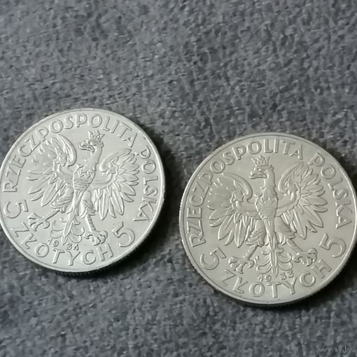 5 злотых 1933 и 1934