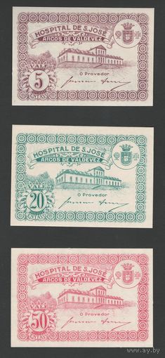 Португалия 5, 20 и 50 сентаво 1917-1922 гг. Больница Сан-Хосе. Состояние UNC