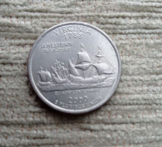 Werty71 США 1 квотер 25 центов 2000 Вирджиния Р Корабль