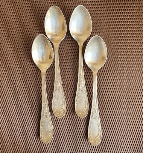 Чайные ложки старое "Пламя", мельхиор Кольчугино, 4 шт. одним лотом.