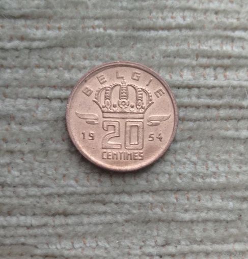 Werty71 Бельгия 20 сантимов 1954 Блеск Шахтёр Лампа