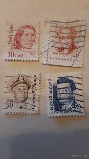 Марки США 90-х годов 4 штуки