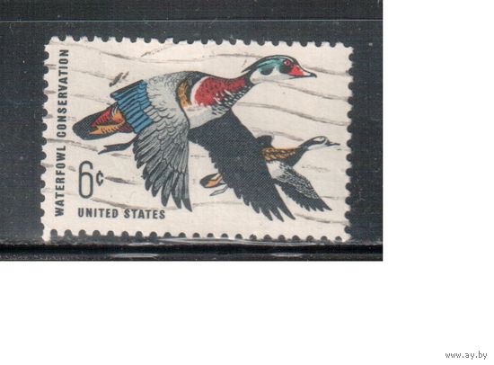 США-1968, (Мих.971) , гаш.  , Фауна, Утки(одиночка)