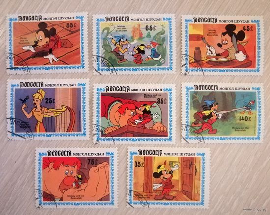Монголия. Мультфильмы.  У. Дисней. "Микки и бобовый стебель". Цена за все.