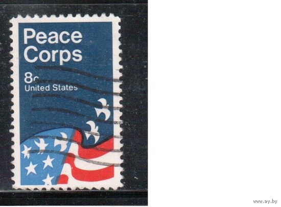 США-1972, (Мих.1059) , гаш. , Мир, Флаг (одиночка)