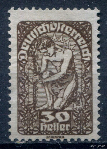 Немецко-Австрийская Республика - 1919/20г. - аллегория, 30 H - 1 марка - чистая, без клея с утончением. Без МЦ!
