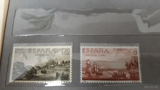 Парусники, корабли флот транспорт марки Испания - флаги моренистика