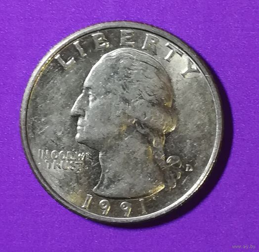25 центов США 1991 г. с рубля