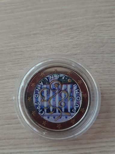 2 евро 2013 год, Финляндия 150 лет парламенту, ЦВЕТНАЯ   в капсуле, UNC