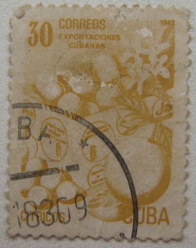 Куба марка 1982 г. Кубинский экспорт. Апельсины