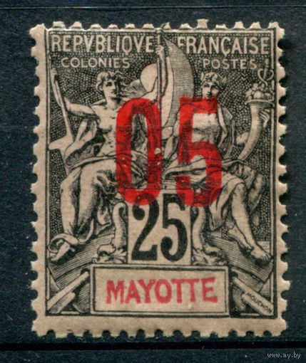 Французские колонии - Майотта (Мадагаскар) - 1912г. - аллегория, надпечатка 05 на 25 с - 1 марка - MH [Mi 126]. #4-W1-125-A-1