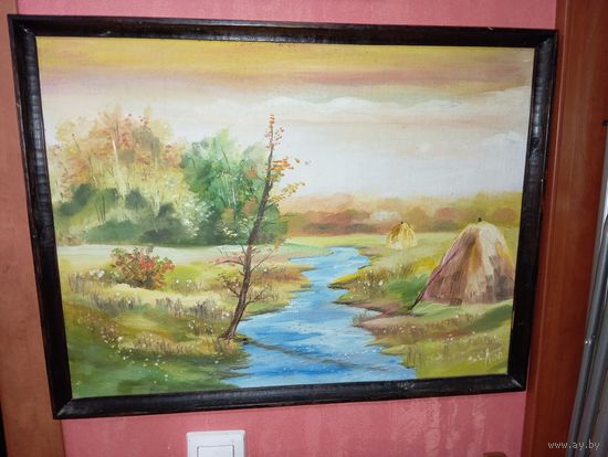 Картина " Стога " . Масло .