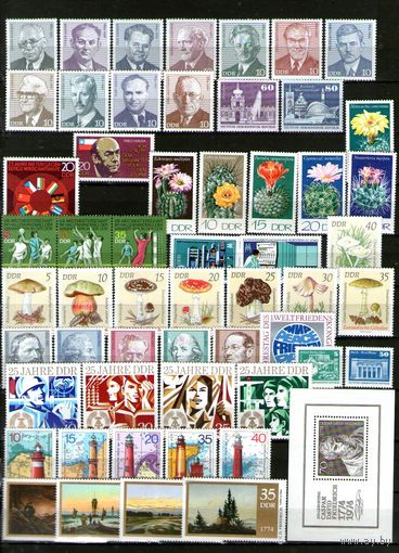 ГДР.ПОЧТИ ПОЛНЫЙ(без одного  блока!) ГОДОВОЙ  КОМПЛЕКТ ЧИСТЫХ МАРОК 1974г.(без наклеек и следов от них!)