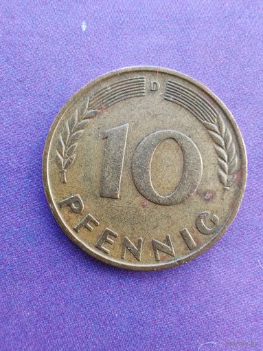 Германия ФРГ 10 пфеннигов 1950 D