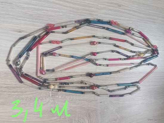 Бусы новогодние, для ёлки, стекло, 3.4м.