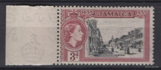 Ямайка 1955**  300 лет с Британией, марка с левым полем