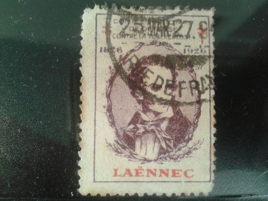 Франция, 1926. Благотворительная марка. Врач Рене Лаэннек, изобретатель стетоскопа
