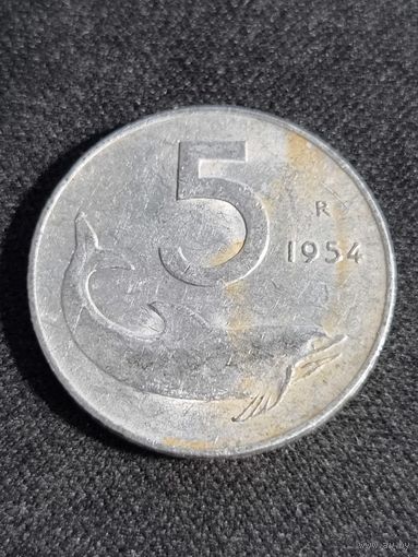 Италия 5 лир 1954