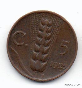 КОРОЛЕВСТВО ИТАЛИЯ. 5 ЧЕНТЕЗИМО 1925. КОЛОС