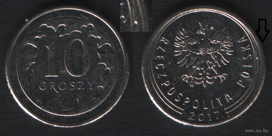 Польша y972 10 грош 2017 год (mw) (_брак(h1(2(2