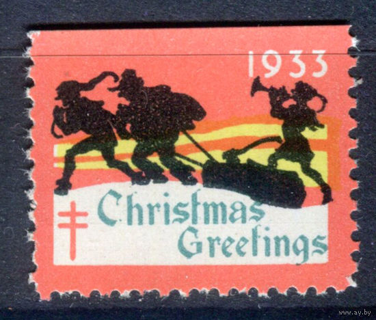 США, виньетки - 1933г. - Рождество, Новый Год. Борьба с туберкулёзом - 1 марка - MNH. Без МЦ!