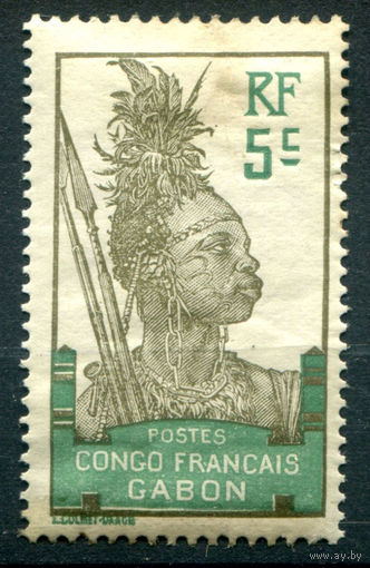 Французские колонии - Габон - 1910г. - воин, 5 с - 1 марка - MH [Mi 36]. #4-W1-125-A-1