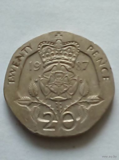 Великобритания.20 пенсов 1987 г.