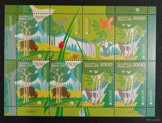Марки Беларуси 2011 года МЛ Леса, EUROPA КМ 879/80, каталог 4 евро