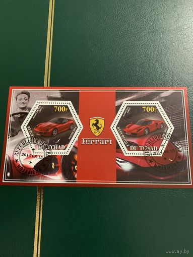 Чад 2014. Автомобили Феррари. Малый лист