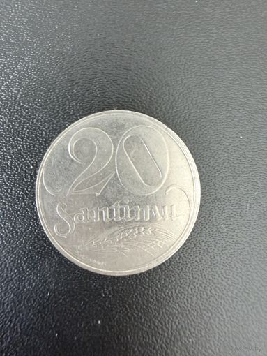 20 сантимов 1922 года. Хорошее состояние. С 1 рубля