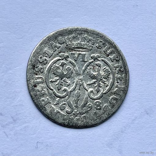 Монета СЕРЕБРО ПРУССИЯ шостак / 6 грошей 1698 год ФРИДРИХ ВИЛЬГЕЛЬМ ОТЛИЧНЫЙ