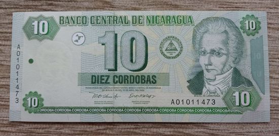 Werty71 Никарагуа 10 кордоба 2002 UNC банкнота