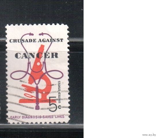 США-1965, (Мих.878) , гаш. , Медицина, Диагностика рака (одиночка)