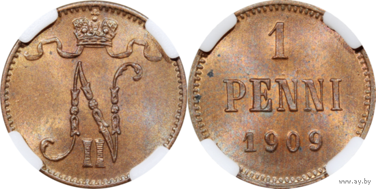 1 пенни 1909 ННР MS 64 RB