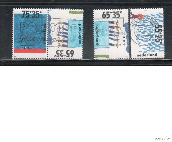 Нидерланды-1988, (Мих.1353-1355), гаш. ,Детский рисунок(полная серия)