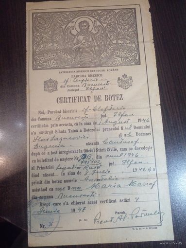 Сертификат польский 1946  30,5Х16 см. Редкость