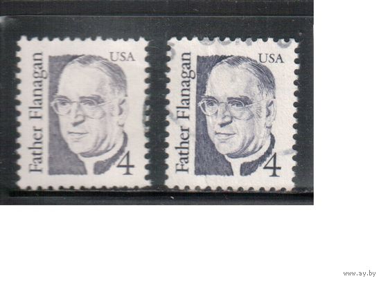 США-1986, (Мих.1842 а+в),  гаш., Стандарт, Личности, Педагог (одиночка), 2 цвета