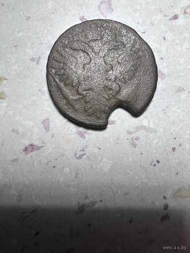 Деньга РИ 1734 года. Брак.