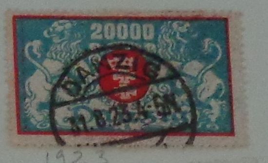 Герб города Данцига. Германия. Дата выпуска:1923-08-20