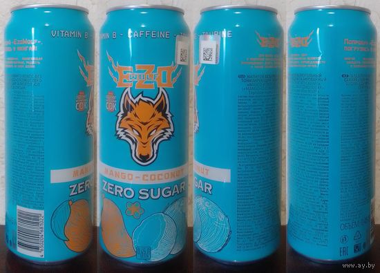 Банка от энергетика EZO WOLF Манго-кокос 2024.11.17 450мл ZERO SUGAR язычок сорван (moz47