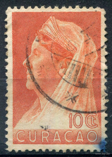 Нидерландские колонии - Кюрасао - 1936/39г. - королева Вильгельмина, 10 с - 1 марка - гашёная [Mi 149]. #3-WB-89-A-1