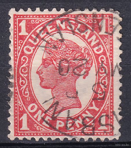 22.Aust. Великобритания. Австралийские штаты. Квинсленд. Виктория. Стандарт. 1907 г. 1p. Mi.#115A.
