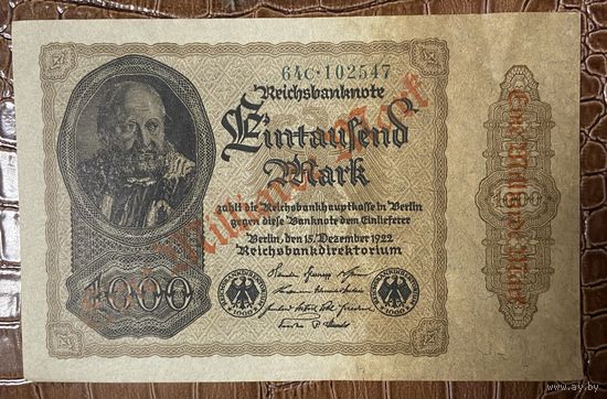 Банкнота 1 миллиард марок 1923 год. Веймарская республика