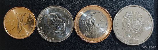 Замбия 50 нгве, 1, 2, 5 квача 2024 год ( набор 4 монеты).